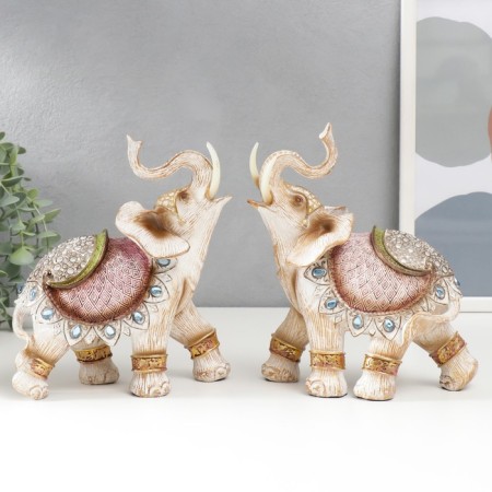Souvenir Polystone "Elephant in Popon with sapphires" under the tree 21x18x9 cm