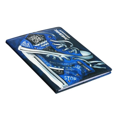 School diary for grades 1-11 "sneakers", firm covering with artificial leather foam, metal cutters, 48 ​​sheets, an offset block 80g/m2, universal cheat sheet-1