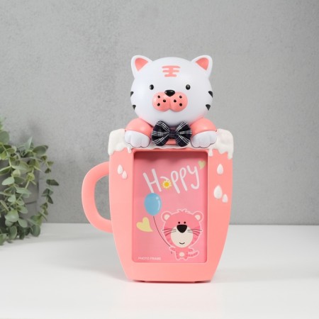 Photo frame plastic 16x11 cm "Tigerok in the cup" pink 29.5x8x19.5 cm-2