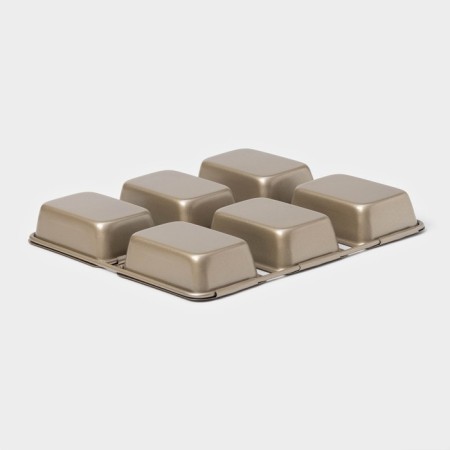 Baking form "rectangle. Randy ", 21.5 × 21 cm, 6 cells, anti -stick coating, gold color-2