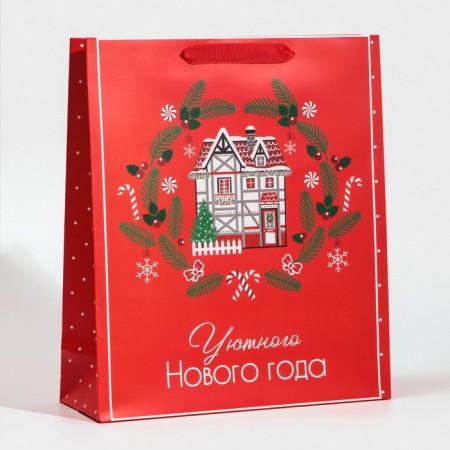 Laminated vertical “Cozy and heat” laminate, M 26 x 30 x 9 cm, New Year