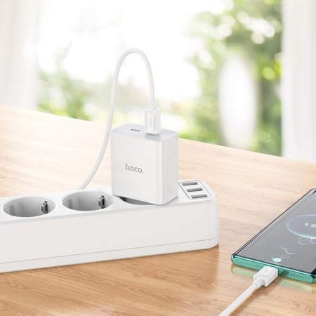 Network charger Hoco C108A, 2 Type-C, 35 W, PD + Qc, White-7