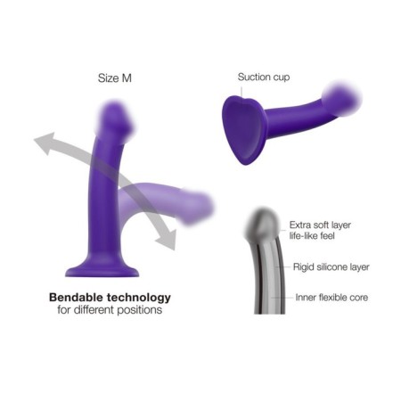 STRAP-ONE DILDO DUAL DENSITY SEMI-REALISTIC Fallomitator Urgent, purple m, 18 cm-1
