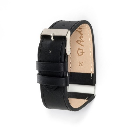 Watch strap, 24 mm, harness 75 mm, larynx 115 mm, genuine leather, black
