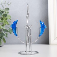 Dolphins pendulum one after another with a ring of 6.5 x 6.5 x 14 cm
