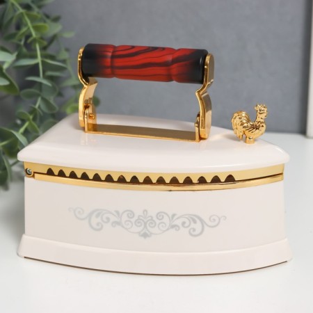 Musical mechanical Musical Casket "Retro iron" white 9x16x12 cm-1
