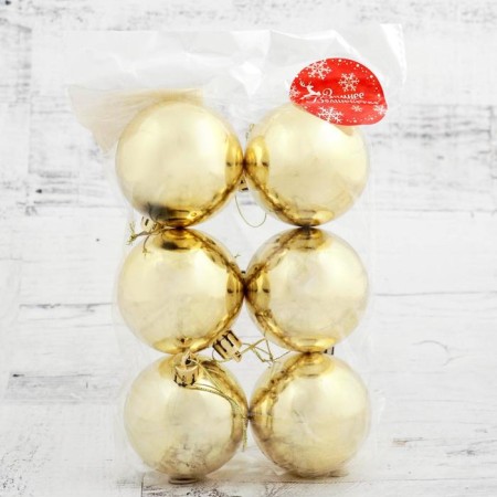Set of balls plastic D-6 cm, 6 pcs "gloss" gold-1