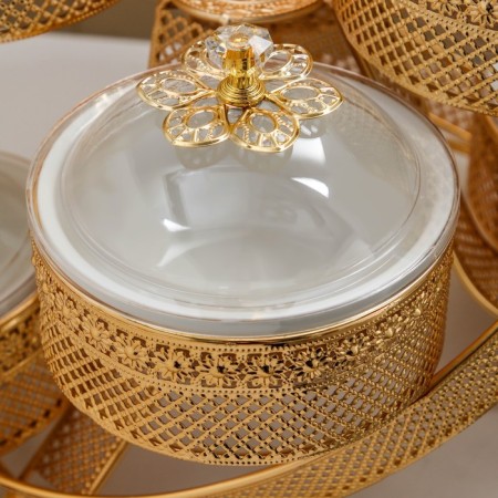 Gavana dessert stand, 35 × 35 × 53, 6 sections, Golden metal color-2
