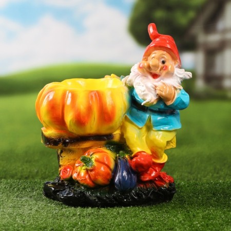 Figure Kashpo "Dwarf with pumpkin" 17x24x28cm-3