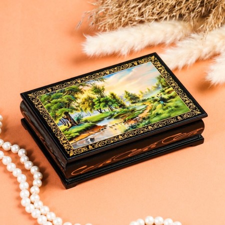 Brook "Brook", 10 × 14 cm, lacquer miniature