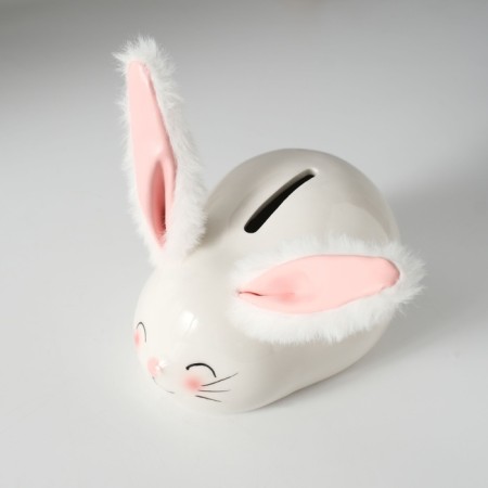 Pig a piggy bank Ceramics "Blood rabbit with soft ears" 8.8x13.2x7 cm-4