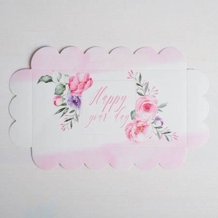 Cookie box, confectionery packaging with PVC lid, happy your day, 21 x 10.5 x 3 cm-2
