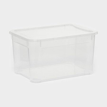 Storage box with the Crystal XS Plus lid, 16 l, 38.9 × 27.5 × 21.5 cm, the color is transparent
