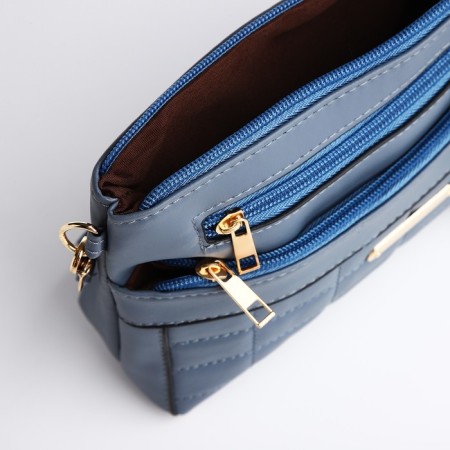 Bag Cross-Bodi with a zipper, blue color-6