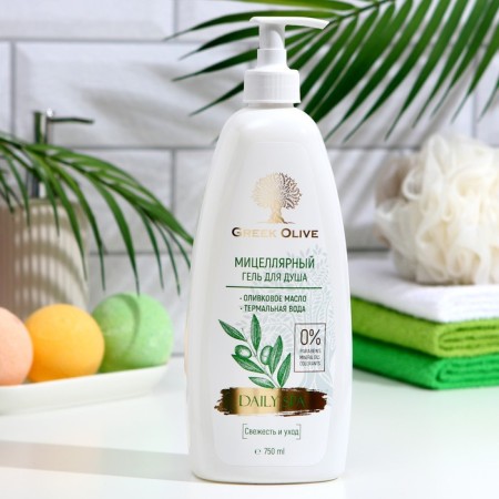 Shower gel Vilsen Cosmetic Greek Olive, micellar "freshness and care", 750 ml