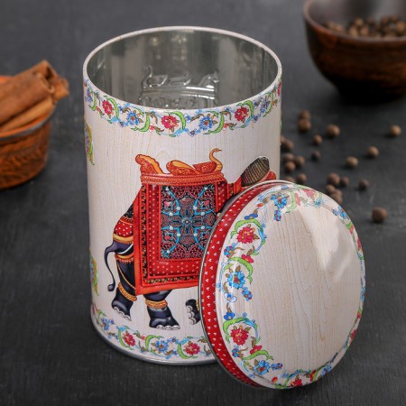Bank for bulk products "Indian elephant", 1.1 l, 9.9 × 14.5 cm, round-1