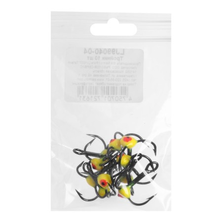 Triple hooks for Lucky John lure with colored drops, color 04, No. 04, 10 pcs.