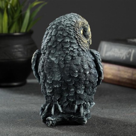 Figure "Owl on the hemp" gray-blue 10x9x14.5cm-3