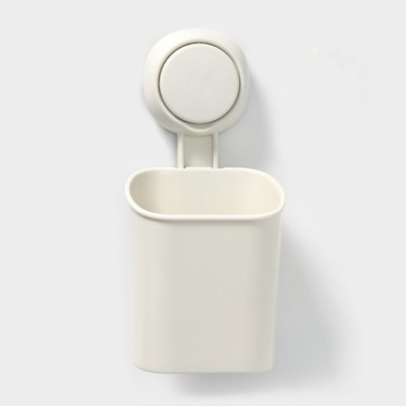 Holder for toothbrushes on a vacuum suction cup, 9 × 7.7 × 19 cm, white color-1