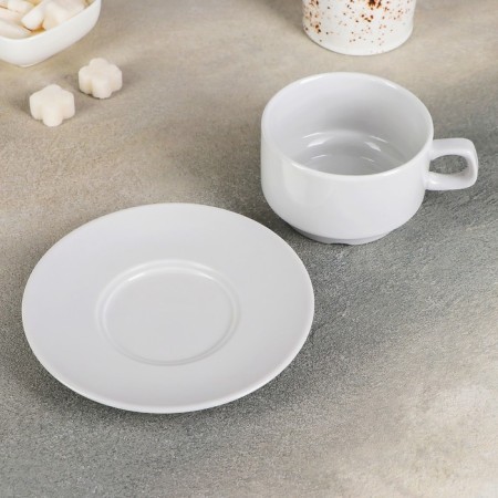 Tea steam porcelain “white”, 250 ml, cup D = 9.1 cm, saucer d = 14.8 cm, stagnant-1