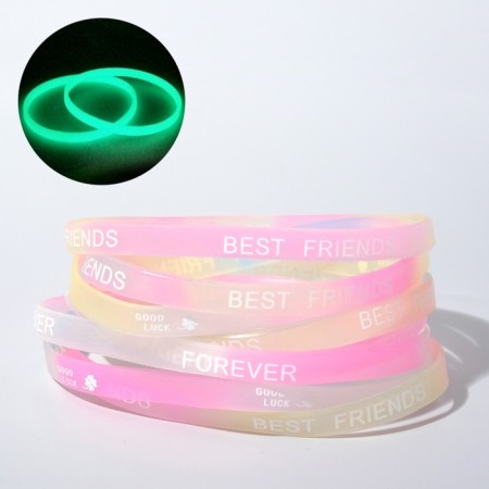 Silicone bracelet "reflective" flash, set of 10 pcs., Mix color, 5.7 cm