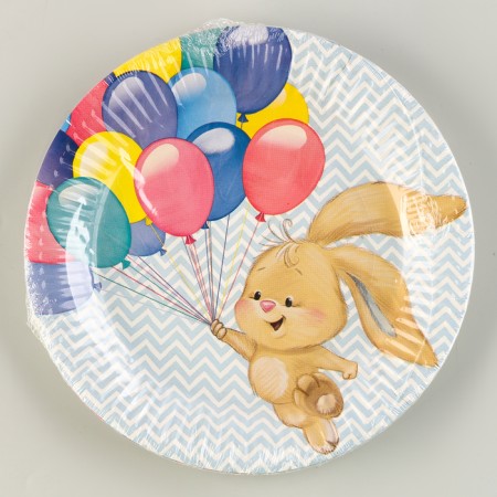 Disposable paper plate "Bunny with balls" 18 cm-3