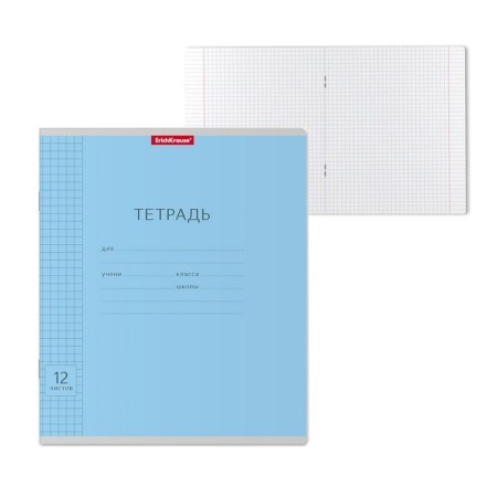 Notebook of 12 sheets in the Erichkrause "Classic", cardboard cover, blue