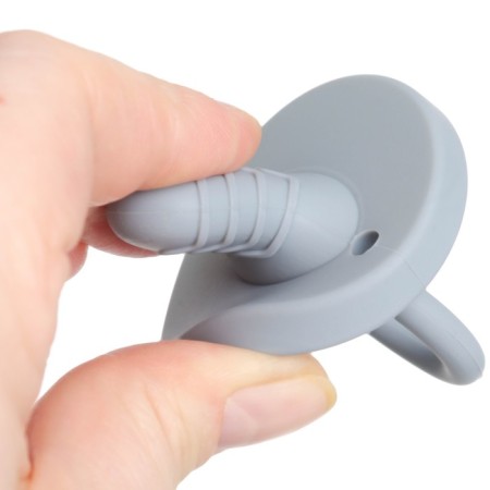 The rubberker is a silicone dummy, the color is blue/gray, mum & baby-7