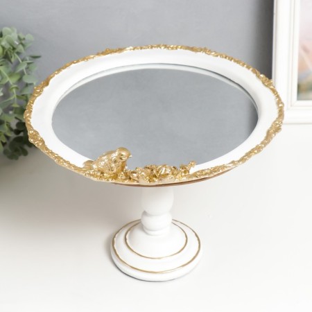 Standing interior polystone with a mirror "Golden Torgets" on a leg 28x23x23 cm-1