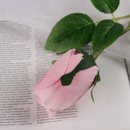 Flowers artificial "Rose Botton velvet" 43 cm, (bud-H-7cm) pink-1