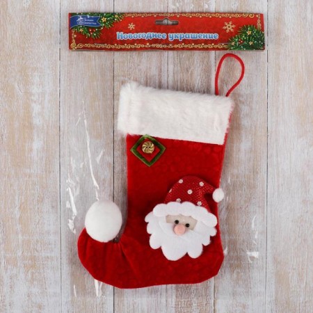 A toe for gifts "Pomoposhka" Santa Claus in a cap, 15x18 cm, white-red-2