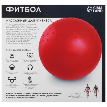 Fitball ONLYTOP, D = 65 cm, 900 g, anti -wings, green color-15