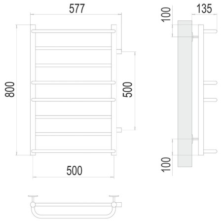 Water towel Terminus "Euromix" P8, 500x800 mm, side connection, chrome-2