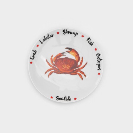 Set of porcelain plates for Sealife pizza, 7 objects, Mix drawing-4