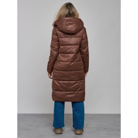 Coat insulated winter female, size 46, dark brown color-3