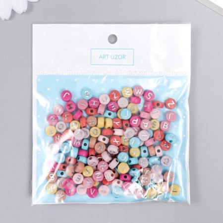 Beads for creativity plastic "English letters silver" multifaceting set 20 grams 0.4x0.7x0.7cm-3