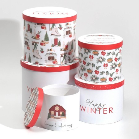 A set of gift boxes 5 in 1 “Cozy New Year”, 13 x 14–19.5 x 22 cm, New Year-1