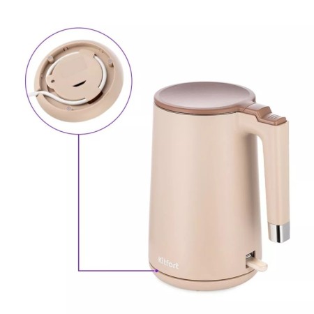 Electric ketta KitFort KT-6662-1, plastic, Metal flask, 1.5 l, 2200 watts, beige-5