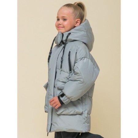 Coat for girls, height 98 cm, gray color-11