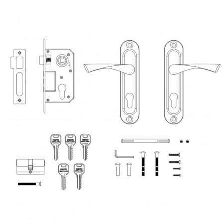Soldering cylinder castle, with a latch with a Kit P15 4061/3 handle, 5 cl., Matte nickel color-1