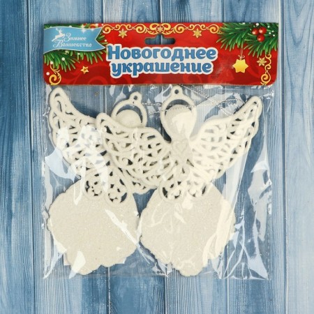 Christmas tree decoration "Angel Lux" (set 2 pcs) 9x11 cm, white-1