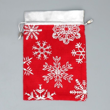 Bag gift plush “Santa Claus bag”, snowflakes, embossing, 16 x 24 cm +/- 1.5 cm, New Year-5