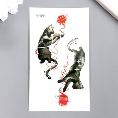 Tattoo on the body phosphorus "cat pranks" mix 6x10.5 cm-1