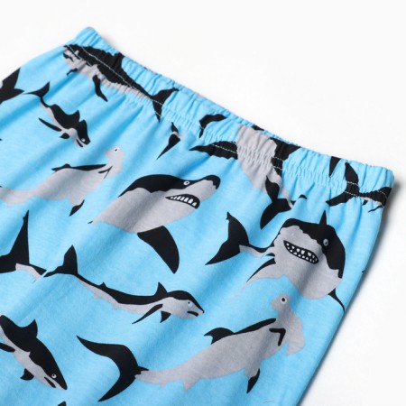 Pajamas for boys, blue color/sharks, height 128 cm-3