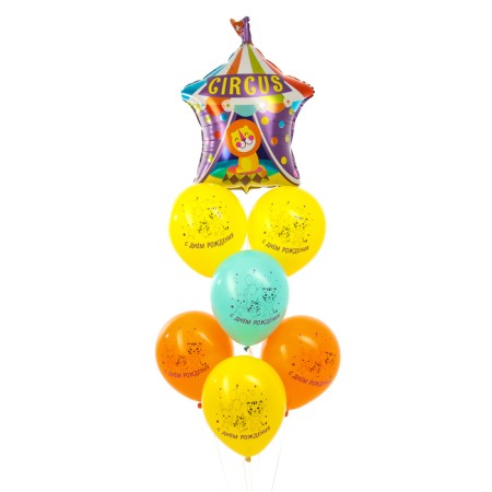 Bouquet of balloons “Happy Birthday”, animals, latex, foil, set 7 pcs.-1