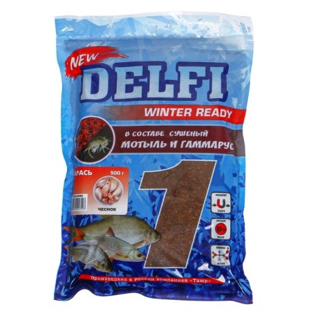 Bait winter -moisturized delfi Ice Ready, crucian carp, garlic, brown, 500 g