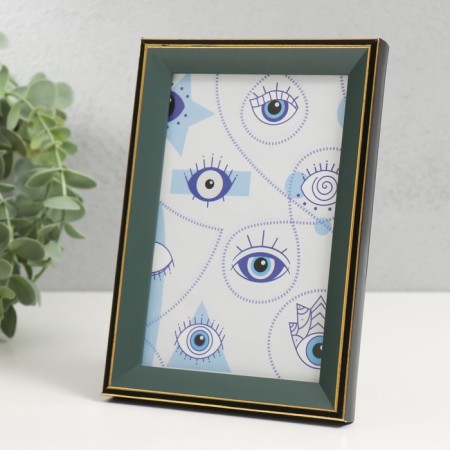 Photo frame plastic 10x15 cm "Green with gold framing" 12x17 cm-2