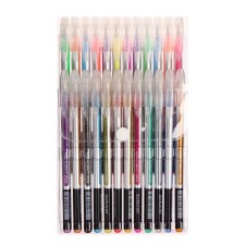 Set of gel pens 24 colors, striped silver case, in a blister on the button