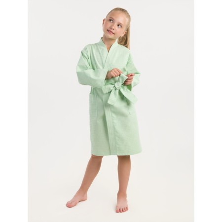 Waffle children's robe "kimono", size 30, mint color-1