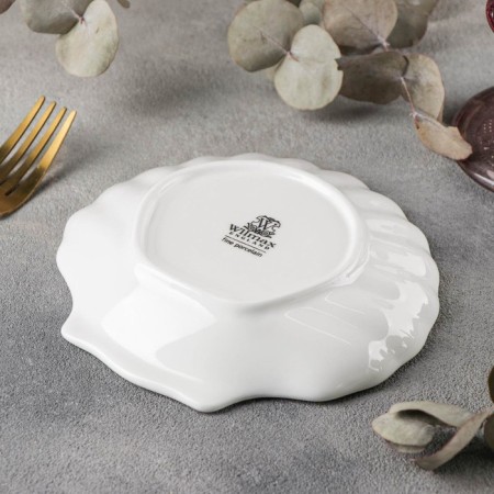Porcelain-porcelain dish Wilmax shelley, d = 15 cm, white color-2